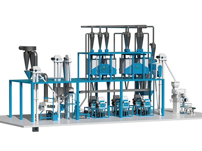 Conception 3D d’une ligne complète de transformation de farine de maïs de 30 T/J