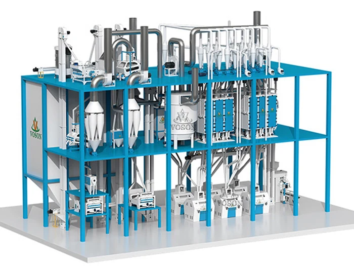 Vue 3D d’une ligne complète de production de farine de blé de 60 T/J